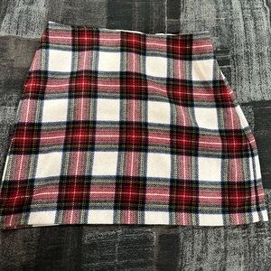 Abercrombie & Fitch Tartan Mini Skirt in Red and Cream